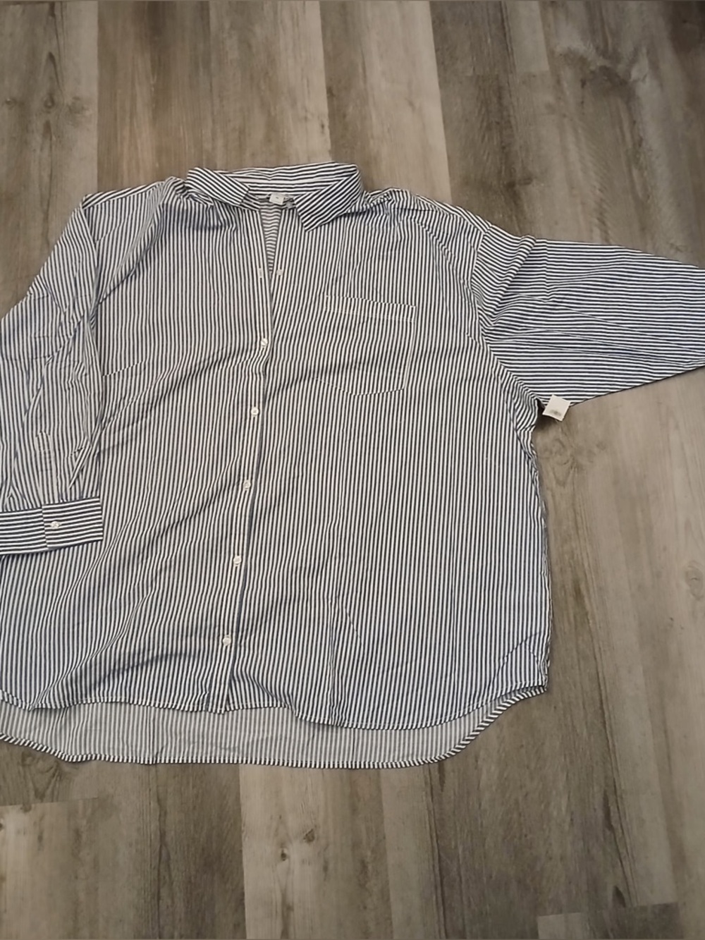 Old Navy Women's Blue & White Striped Button-Down Shirt
